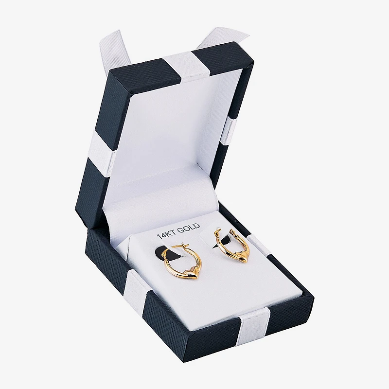 Womens 14K Gold 16.5mm Heart Hoop Earrings