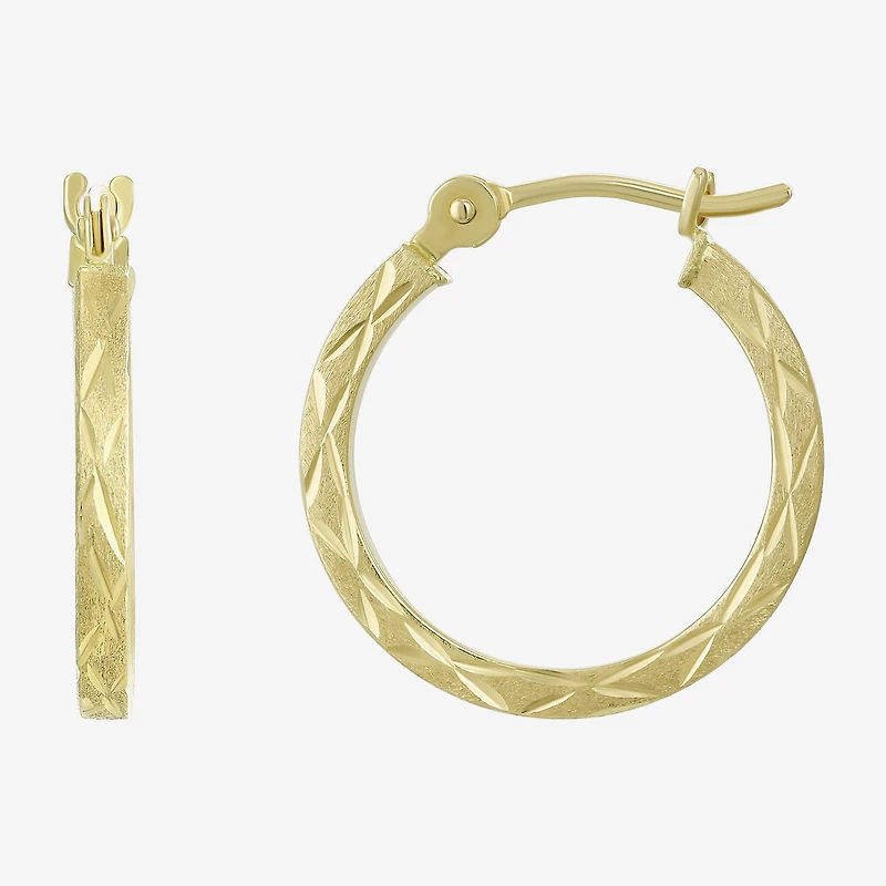 Womens 14K Gold 15mm Hoop Earrings