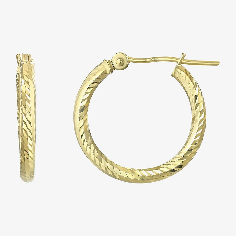 Diamond Cut Womens 14K Gold 18mm Hoop Earrings