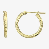 Diamond Cut Womens 14K Gold 18mm Hoop Earrings