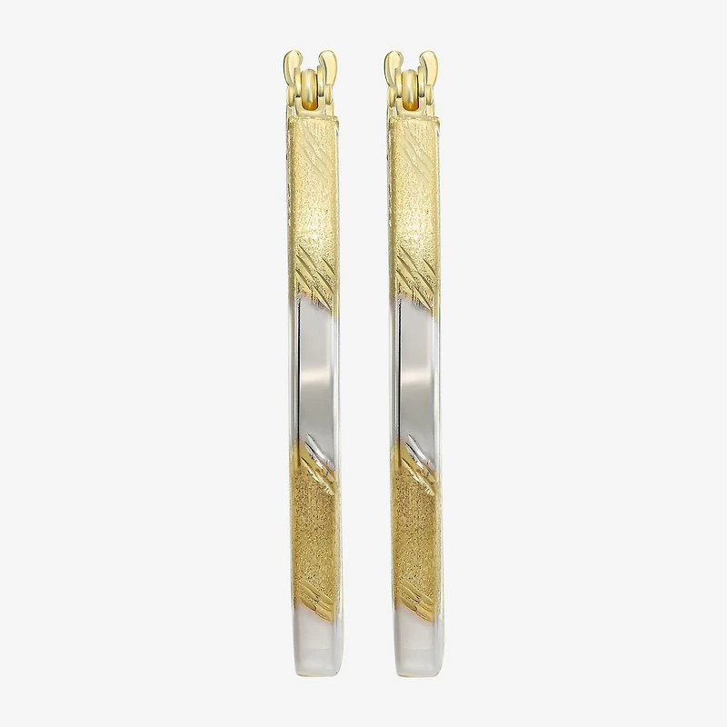 Two-Tone 14K Gold Oval Hoop Earrings