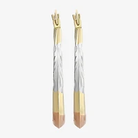 14K Tri-Tone Gold Diamond-Cut Round Hoop Earrings