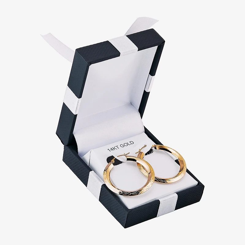 14K Gold Star-Cut Hoop Earrings