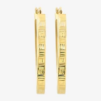 14K Yellow Gold Diamond-Cut Oval Hoop Earrings