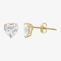 Heart Cubic Zirconia 10K Gold Stud Earrings