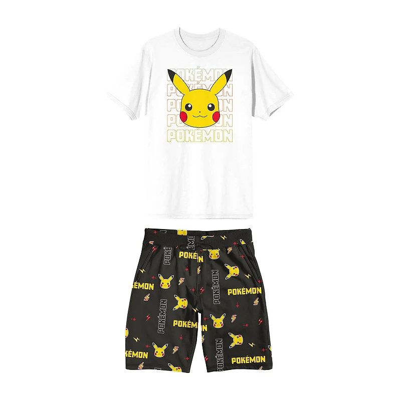 Pokemon Mens Crew Neck Short Sleeve 2-pc. Pajama Set