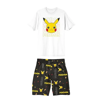 Pokemon Mens Crew Neck Short Sleeve 2-pc. Pajama Set