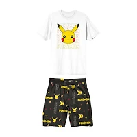 Pokemon Mens Crew Neck Short Sleeve 2-pc. Pajama Set