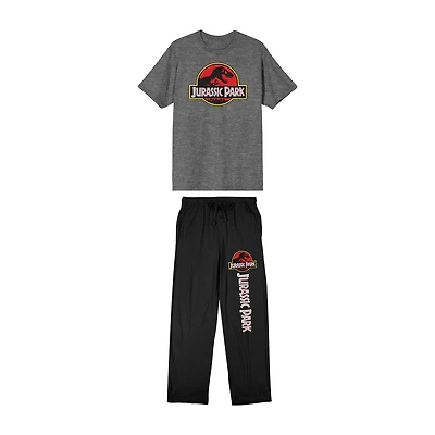 Jurassic Park Mens Crew Neck Short Sleeve 2-pc. Pajama Set