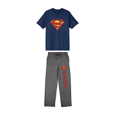 Superman Mens Crew Neck Short Sleeve 2-pc. Pajama Set