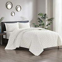 Pointehaven Velvet Diamond Design Oversized Quilt Set