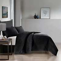 Pointehaven Velvet Chevron Design Oversized Quilt Set