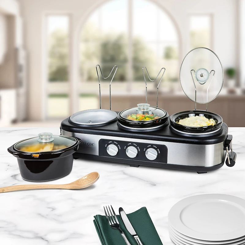 Nostalgia Triple 1 1/2 Qt Slow Cooker