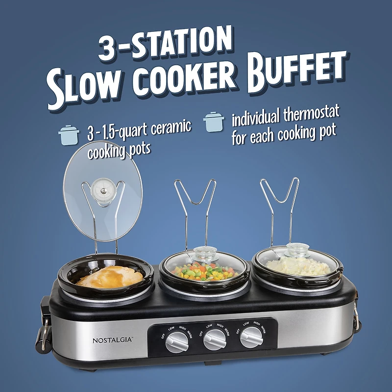 Nostalgia Triple 1 1/2 Qt Slow Cooker
