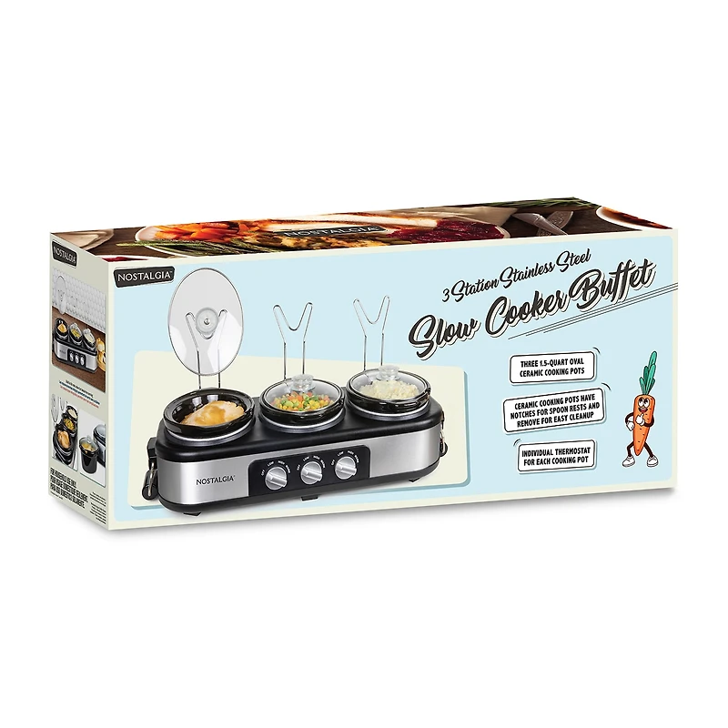 Nostalgia Triple 1 1/2 Qt Slow Cooker
