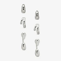 Worthington Silver Tone Womens 3 Pair Earring Set