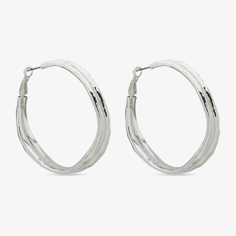 Worthington Silver Tone Womens 49.2mm Hoop Earrings