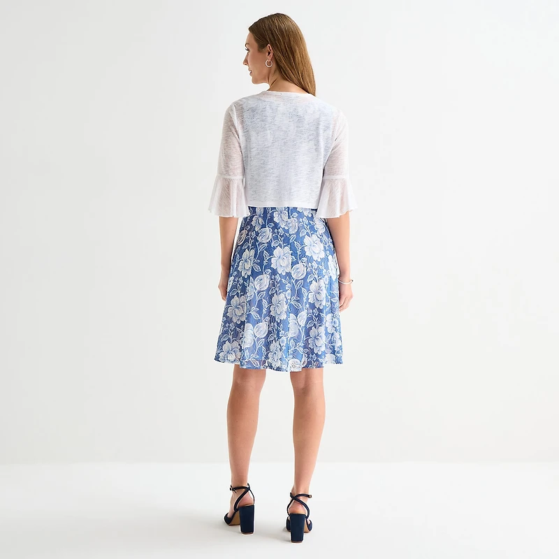 Perceptions Womens Floral Jacket Dress