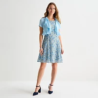 Perceptions Womens Embroidered Floral Jacket Dress