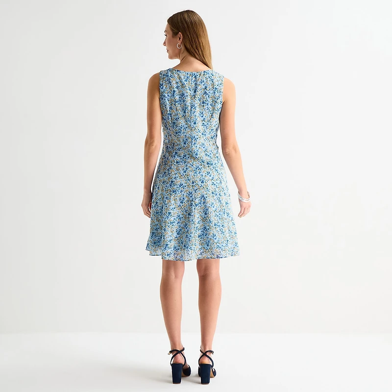 Perceptions Womens Embroidered Floral Jacket Dress
