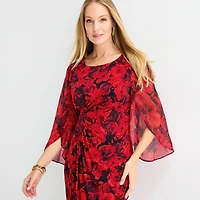 Connected Apparel Womens Round Neck 3/4 Sleeve Floral Sheath Dress