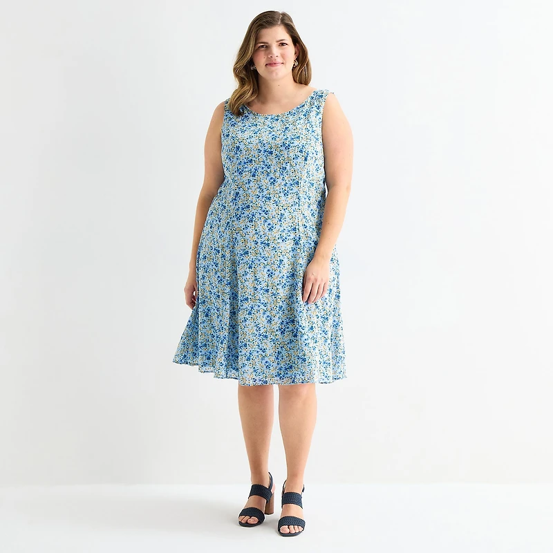 Perceptions Womens Plus Embroidered Floral Jacket Dress