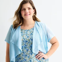 Perceptions Womens Plus Embroidered Floral Jacket Dress