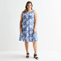 Perceptions Womens Plus Floral Jacket Dress