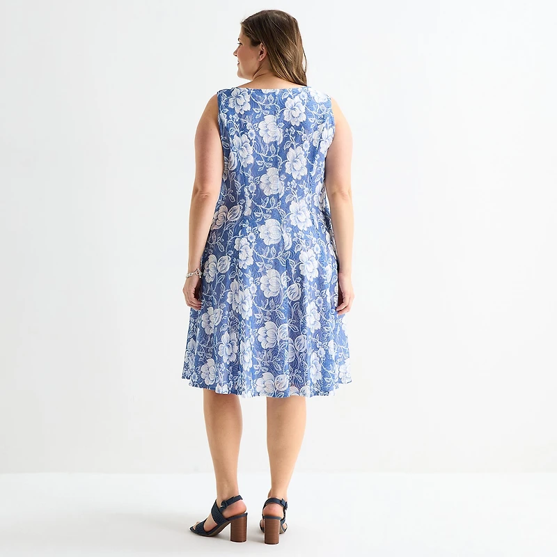 Perceptions Womens Plus Floral Jacket Dress