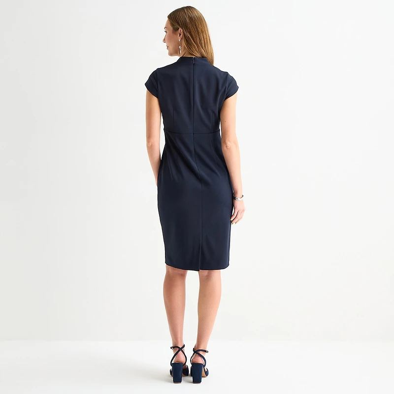Marc New York Womens Split Crew Neck Short Sleeve Sheath Dress