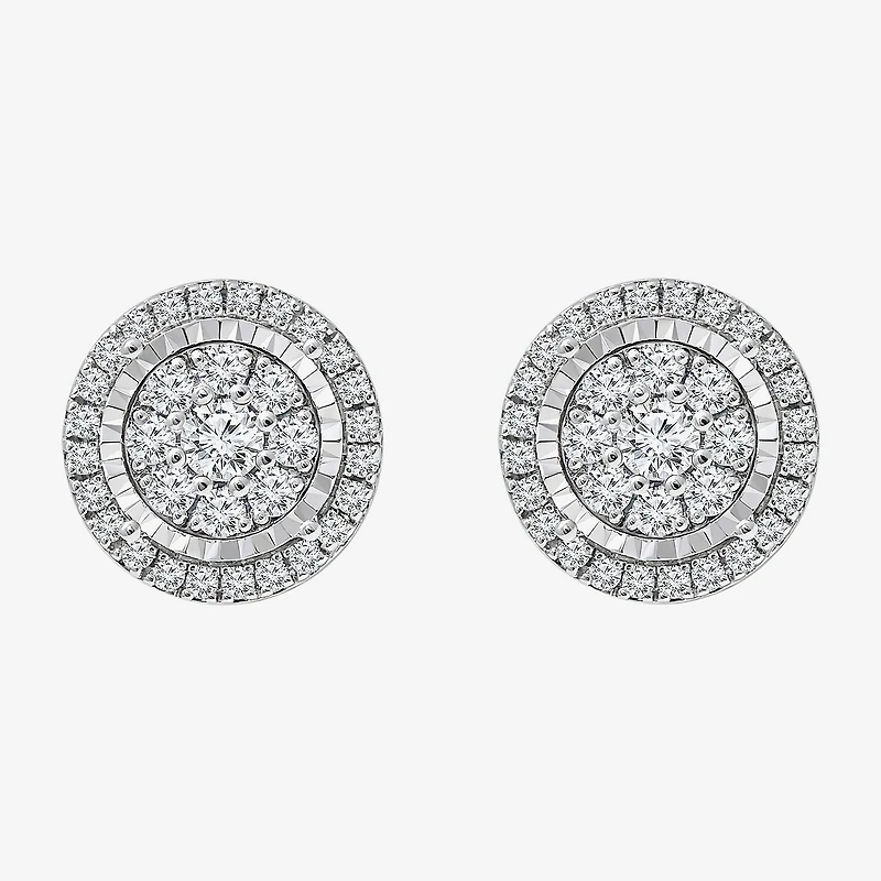 Diamond Blossom (I-J / I3) 1 CT. T.W. Natural White Diamond 10K Gold Round Stud Earrings