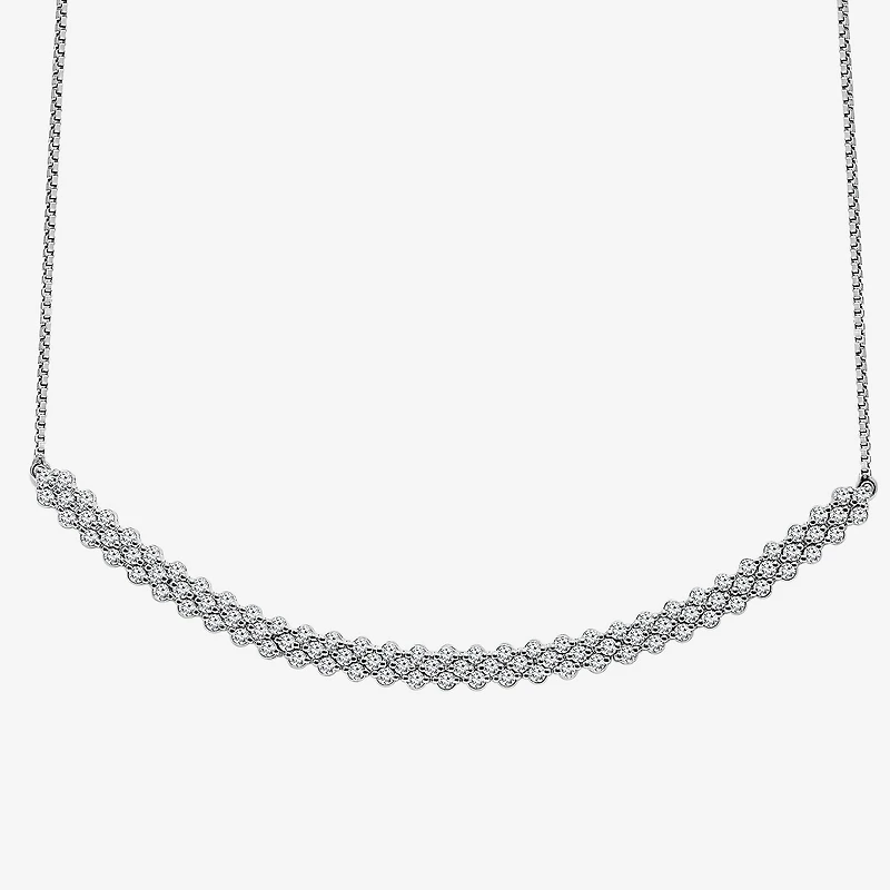 (I-J / I2-I3) Womens 1 CT. T.W. Natural White Diamond 10K Gold Curved 18 Inch Pendant Necklace