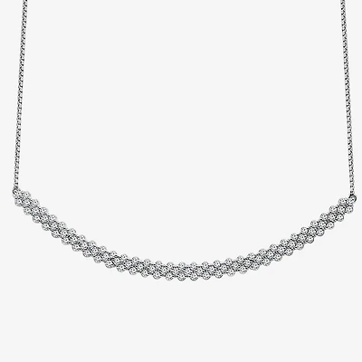 (I-J / I2-I3) Womens 1 CT. T.W. Natural White Diamond 10K Gold Curved 18 Inch Pendant Necklace
