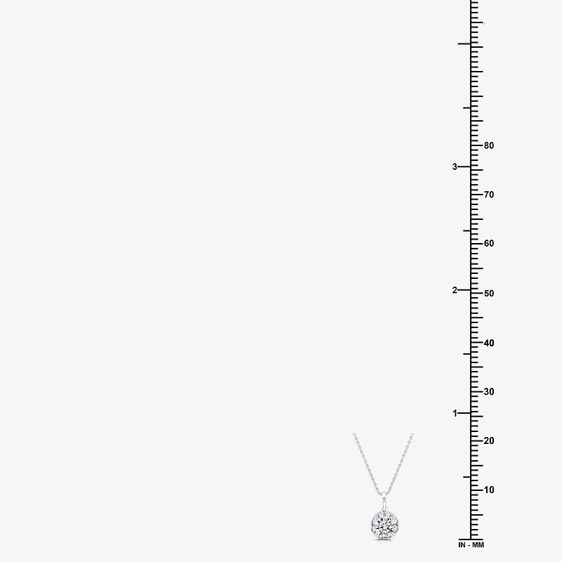 G/Si1-Si2) Womens 1 CT. T.W. Lab Grown White Diamond Sterling Silver Round 18 Inch Pendant Necklace