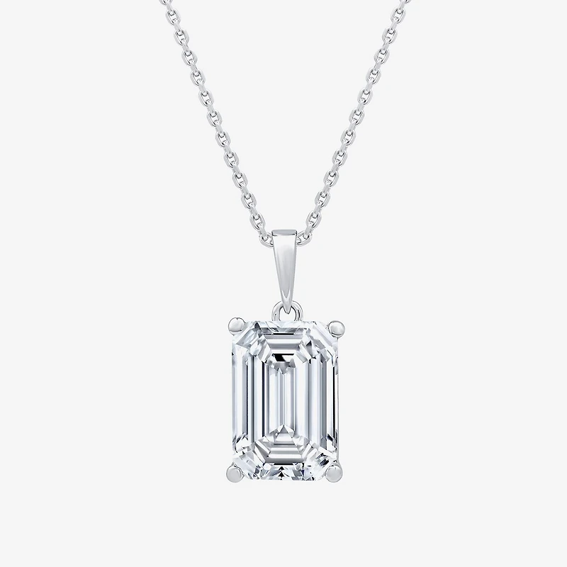 ( F/VS1 ) 5 CT. Lab-Grown White Diamond 14K Gold Emerald 18 Inch Pendant Necklace