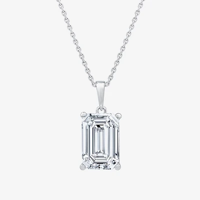 ( F/VS1 ) 5 CT. Lab-Grown White Diamond 14K Gold Emerald 18 Inch Pendant Necklace