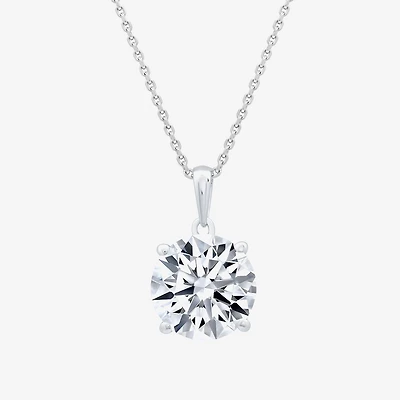 (F/Vs1) Womens 5 CT. T.W. Lab Grown White Diamond 14K Gold Round 18 Inch Pendant Necklace