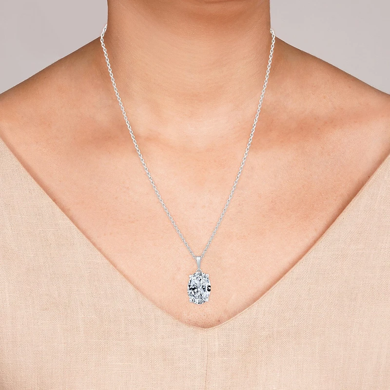(F/Vs1) Womens 5 CT. T.W. Lab Grown White Diamond 14K Gold Oval 18 Inch Pendant Necklace