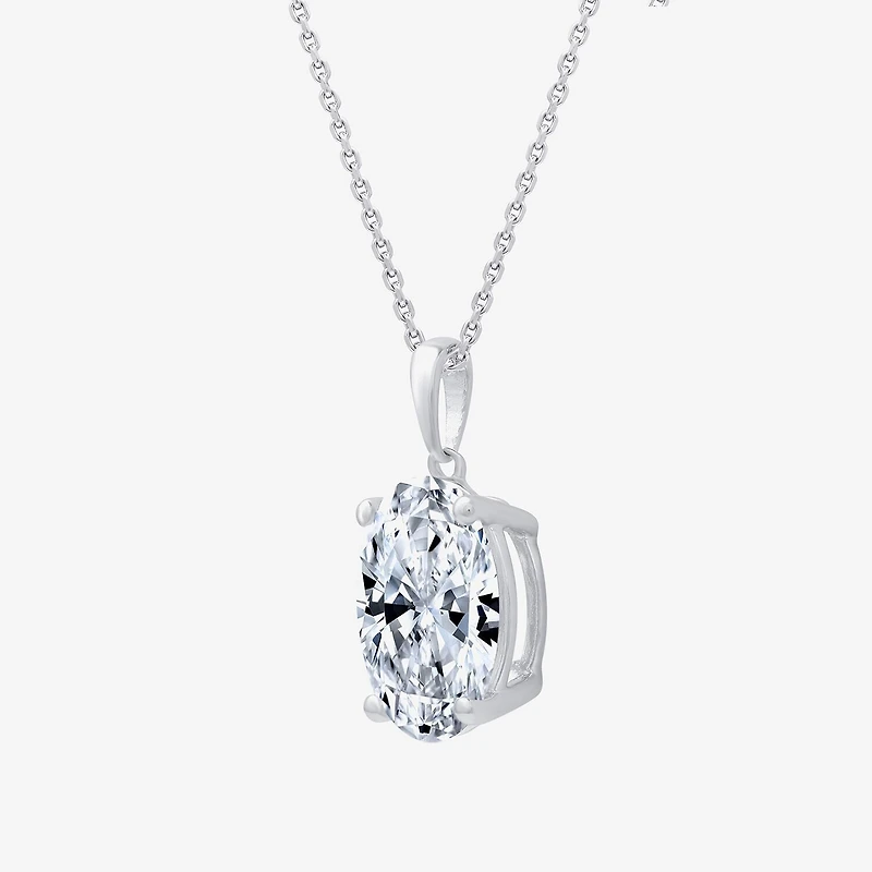 (F/Vs1) Womens 5 CT. T.W. Lab Grown White Diamond 14K Gold Oval 18 Inch Pendant Necklace