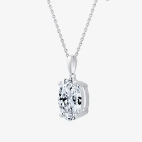 (F/Vs1) Womens 5 CT. T.W. Lab Grown White Diamond 14K Gold Oval 18 Inch Pendant Necklace