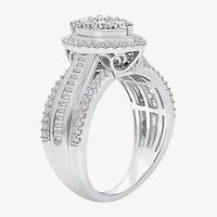 I-J / I2-I3 Womens 1 CT. T.W. Natural White Diamond 10K Gold Pear Side Stone Halo Engagement Ring