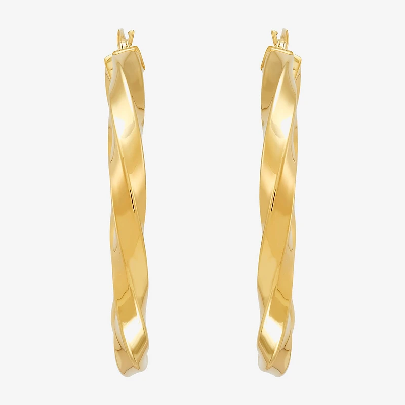 Bonded Brilliance Womens 14K Gold Bonded With Sterling Silver 35mm Hoop Earrings