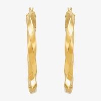 Bonded Brilliance Womens 14K Gold Bonded With Sterling Silver 35mm Hoop Earrings