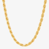 Made in Italy Womens 24K Gold Over Silver 24 Inch Rope Chain Necklace