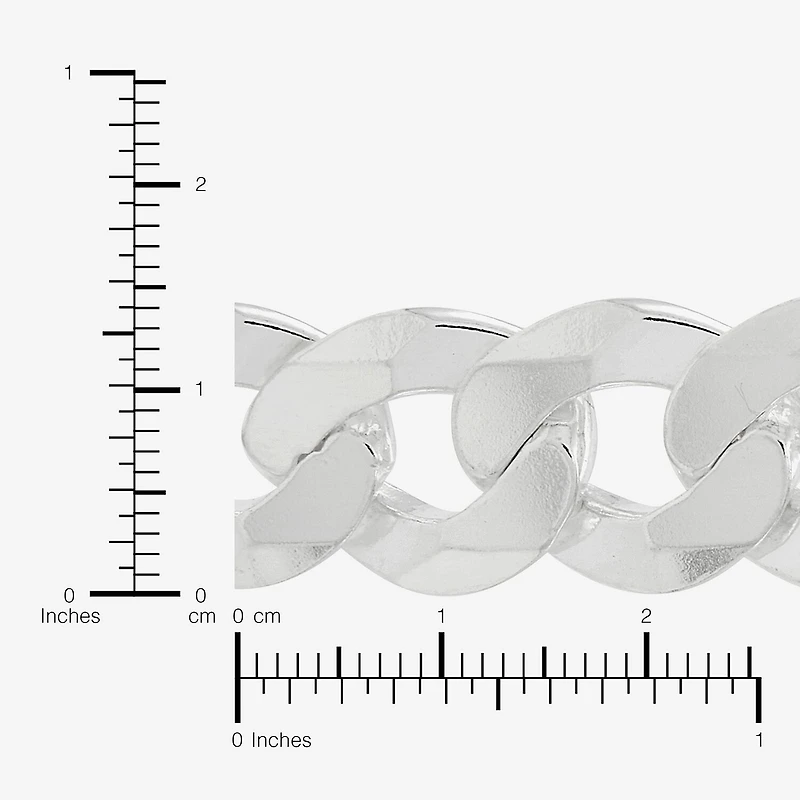 Made in Italy Mens Sterling Silver 9 Inch Solid Curb Chain Bracelet