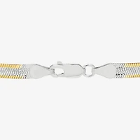 Made in Italy Womens 24K Gold Over Silver 7.5 Inch Solid Herringbone Chain Bracelet