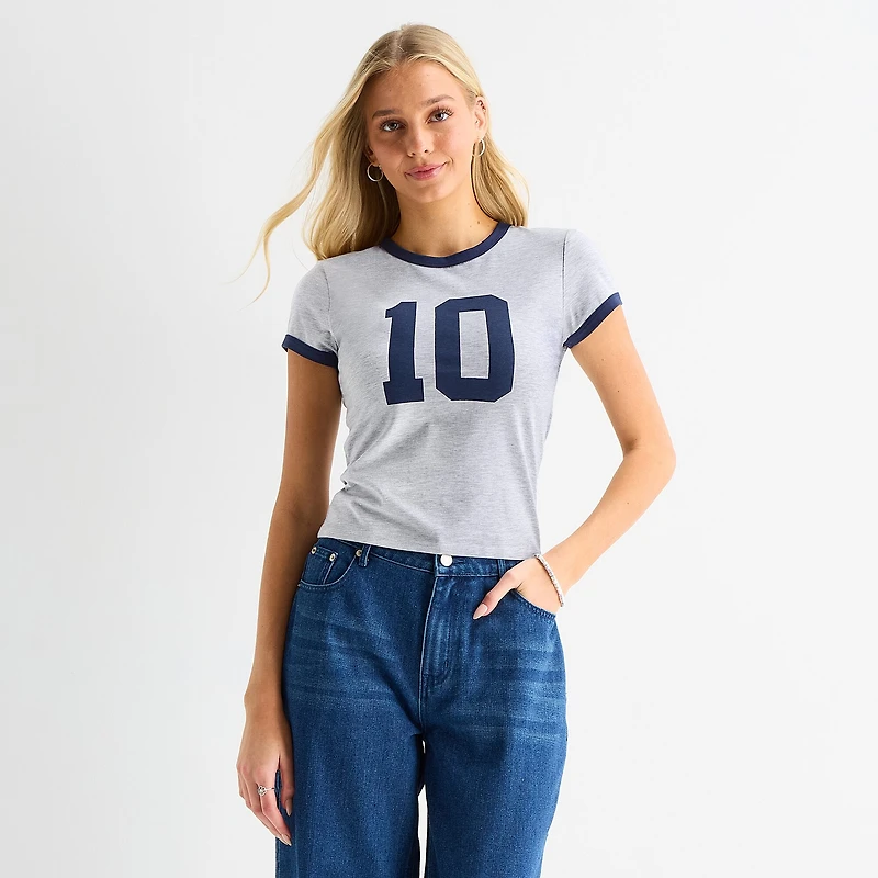 Forever 21 Womens Juniors Crew Neck Short Sleeve Regular Fit Graphic T-Shirt