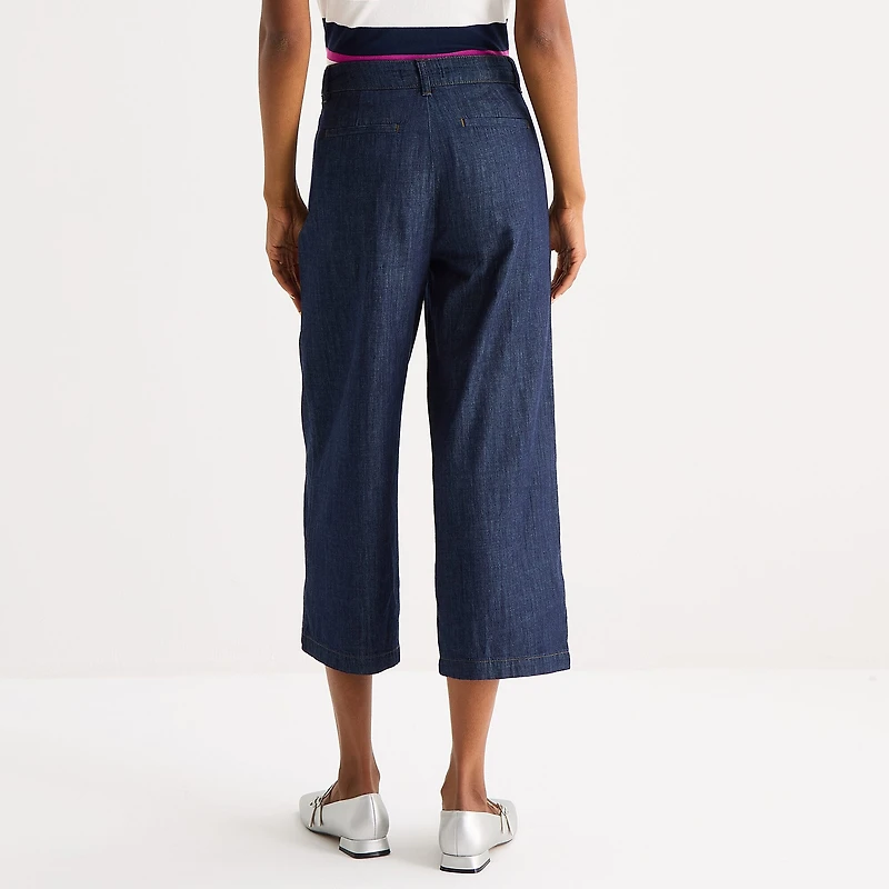 Liz Claiborne Womens Wide Leg Mid Rise Cropped Pant