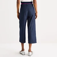 Liz Claiborne Womens Wide Leg Mid Rise Cropped Pant