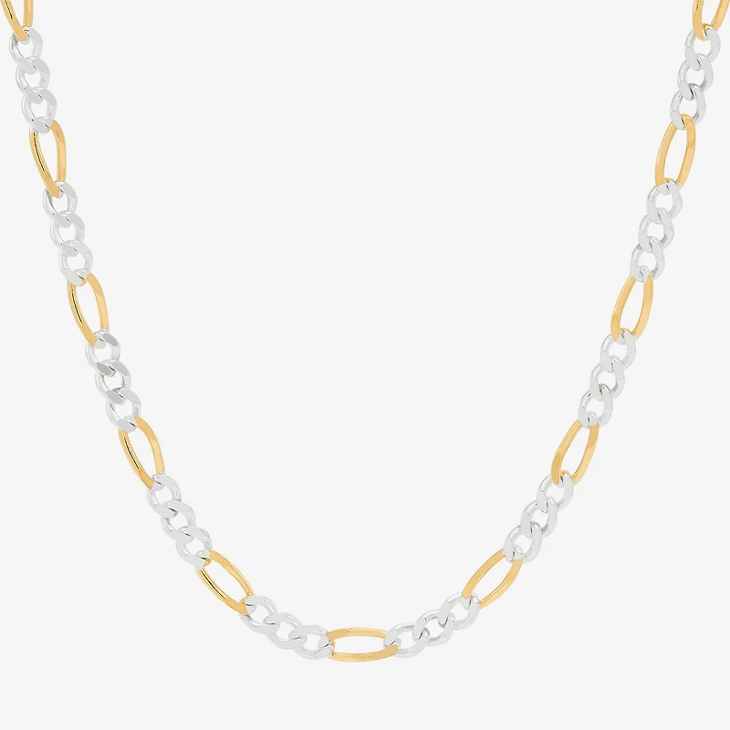 Made in Italy Womens 24K Gold Over Silver 20 Inch Figaro Chain Necklace